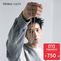 t c American street hip-hop round ring double ring pendant mens necklace original design niche trending mens sweater chain