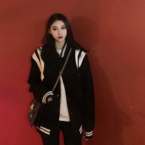 Autumn and winter 2021 New Baseball uniform womens tide Korean loose high school students bf style thick jacket jacket