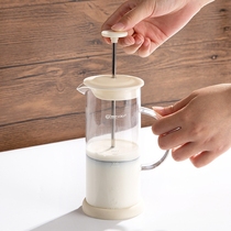 Household manual milk foam machine Milk whisk blender Glass Coffee black tea pull flower transparent with scale