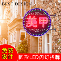 Nail manicure Billboard glowing round flashing light signboard nail art Electronic Light Box LED Billboard supermarket childrens clothing