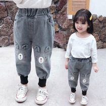 2021 autumn new girls jeans female baby spring and autumn swimsuit little girl pants loose casual trousers tide