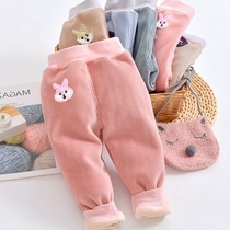 In autumn and winter wear thick one-piece velvet baby and velvet pants Joker men's and women's velvet pants and wear baby warm pants