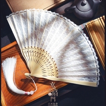 Chinese style small folding fan black lace ancient wind fan classical retro fan ladies cheongsam dance props