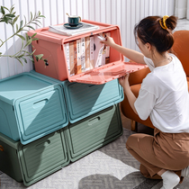 Front opening childrens toy storage box cabinet household plastic flip snack inclined finishing box kitchen basket artifact