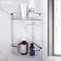 Karat Kali bathroom bathroom double-decker tripod Bathroom glass shelf Angle frame All copper triangle basket