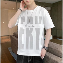 T-shirt men 2021 new cotton short sleeve loose trend Korean Tide brand summer half sleeve size youth short T-shirt