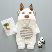 Japanese baby spring clothes clothes for men and women conjoined clothes for newborn spring and autumn to climb for pure cotton holding clothes
