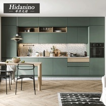 Hidannino one-shaped whole cabinet multi-layer solid wood quartz stone Green modern minimalist kitchen whole house custom