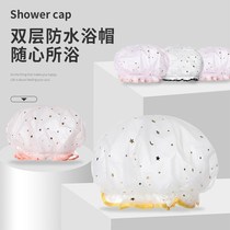 Net red premium shower cap waterproof womens fashion bath cap cute Korean home 2021 new cartoon double layer
