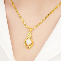 Fashion Vietnamese Sand Gold Necklace Clavicle Chain Gold Plated Pendant Transporter Beads Pure Ladies Sand Gold Jewelry