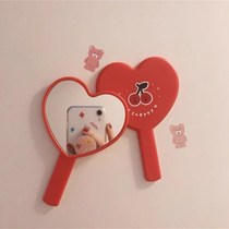 Korean girl heart hand-held cherry small mirror creative portable makeup mirror Net red makeup hand-held mirror