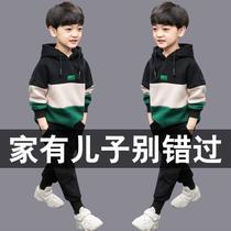Childrens boy autumn suit 2021 new boy clothes Korean version plus handsome clothes two-piece set