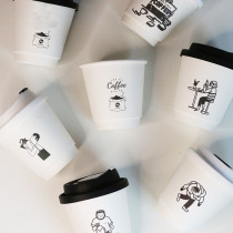 Disposable coffee cup milk tea hot drinks ins thickened thermal insulation with cover cuprates for sale for commercial home upscale