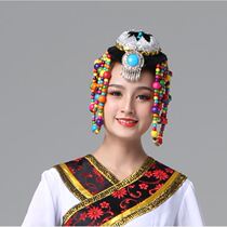 Tibetan headdress female Tibetan 2021 new Tibetan dance performance headdress stage exaggerated ethnic minority jewelry