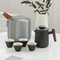 Ceramic Express Cup Portable Travel Tea Set Single Break Teapot Tea Cup Small Set One Pot Four Cup Storage Bag