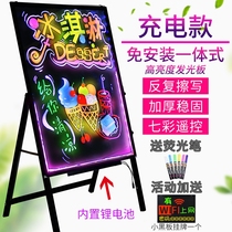 Commercial billboard flat display card blackboard Hanging Shop With Luminous LED electronic fluorescent plate on floor upright