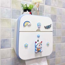 Hole-free toilet bathroom cute waterproof toilet paper towel rack Toilet paper hanging wall pumping paper box toilet shelf
