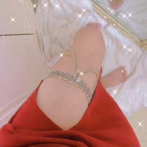 Sexy multi-layer rhinestone leg chain European and American new womens beach elastic rope beautiful leg accessories anklet fashion model