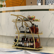  Golden high-end dining car trolley 4S Restaurant Hotel kitchen KTV tea cart beauty three-layer mobile shelf