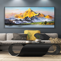 Hand-painted oil painting Rizhao Jinshan decorative painting sofa background wall hanging painting living room horizontal version New Chinese mural painting