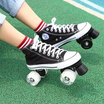 Canvas shoes Men and women shoes couple campus student board shoes adult double row skates children Roller Skates roller skates shoes