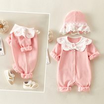 First baby spring bag fart clothes female baby full moon one-piece clothes princess 100 days Harvest for a year of age climbing