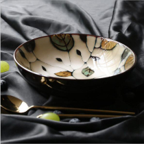 Ge bowl rice bowl home salad bowl instant noodle bowl porcelain large capacity shallow soup bowl Korean-Japanese Korean pottery noodle soup bowl underglaze color