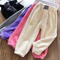 Girls pants autumn and winter wear plus velvet thickened 2020 new children corduroy trousers in big children Winter foreign style
