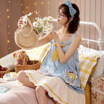 Sling nightdress female summer cotton Princess wind sling pajamas female students cute sweet girl home clothes female summer