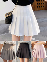 Pleated skirt female summer gray white black high waist spring and autumn Joker anti-light suit College small short skirt skirt