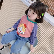 Girls Long Sleeve T-shirt 2021 Spring and Autumn Children Thin Childrens Top Female Baby Spring base shirt Tide