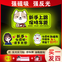 Internship Car Sticker Newbie On The Road Female Driver Car Sticker Creative Magnetic Attraction Magnetic Sticker Mark Driving Reflective Cue Period