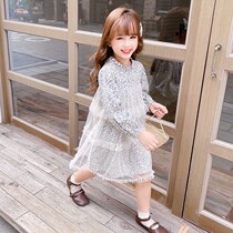 Girls spring dress 2021 new female child foreign-style net gauze princess dress long sleeve children floral skirt