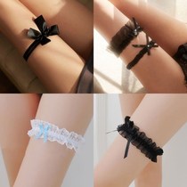 Leggings with decorative thigh straps bow leg ring sling socks with jk jewelry scar covering accessories Garter leg ring