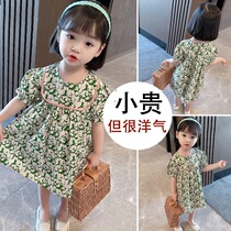 Hong Kong girls floral dress summer 2021 new Korean fan childrens clothing female baby childrens summer skirt trend