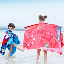 Le Mandi childrens bath towel Bathrobe summer cotton thin cute cartoon soft absorbent quick-drying seaside beach towel