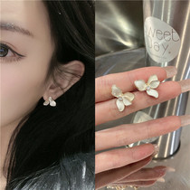 Earrings tide s925 Dongda net red with the same hyuna wind drip oil petals silver needle earrings Qingdao Korean jewelry