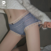 Mid-Waist Briefs Female Pure Cotton Crotch Antibacterial Breathable Comfort No-Dent Underpants Sexy Lace transparent Hip Triangle Pants Woman