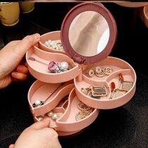 Ear storage box desktop multifunctional sundries jewelry box female hair accessories earrings storage rack rotating multi-layer Box Portable
