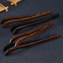 Pure copper tea clip Tea leaf tweezers Tea cup clip Bamboo wooden single Kung Fu tea set accessories Ebony