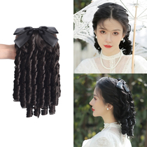 Pony-tailed wig female retro Princess roll Palace extension Bow wig Republic of China cheongsam wind Roman roll friter ponytail