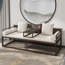 Luohan bed new Chinese solid wood sofa combination old Beiyu wood furniture small apartment Zen living room push and pull bed