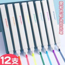 Highlighter Morandi light color silver Mark pen students use soft head color pen to take notes Special focus