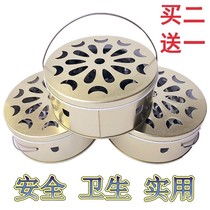 Wenxiang basin mosquito box mosquito coil tray creative with lid fire protection barrel mosquito coil mosquito coil rack with cover gray plate household mosquito stove