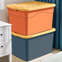 King-size plastic storage box storage household thickening finishing box Clothes toys moving storage box with pulley
