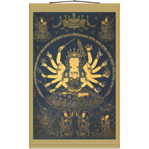 High-definition Qiqi Buddhas Bodhisattva portrait full screen full screen Buddha statue painting Buddha Hall scroll painting silk painting