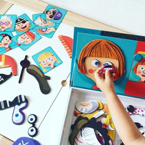 European childrens magnetic puzzle toys boys and girls dress up baby magnetic stickers puzzle magnet book 3-4-5 years old