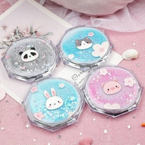 Quicksand makeup mirror net red mini small mirror female cute clamshell double-sided folding small round mirror portable