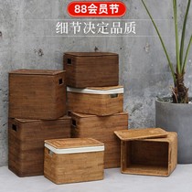 Rattan storage basket box basket box sundries childrens toys storage basket covered storage box Vietnamese rattan bamboo weaving