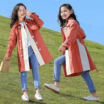 Barabas official flagship girls spring windbreaker jacket mid-length 2022 new childrens girls fashion medium and large
